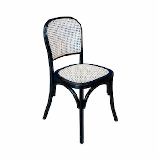 BLACK THONET CHAIR WITH PINION - COLORED PETATILLO SEAT - Image 1