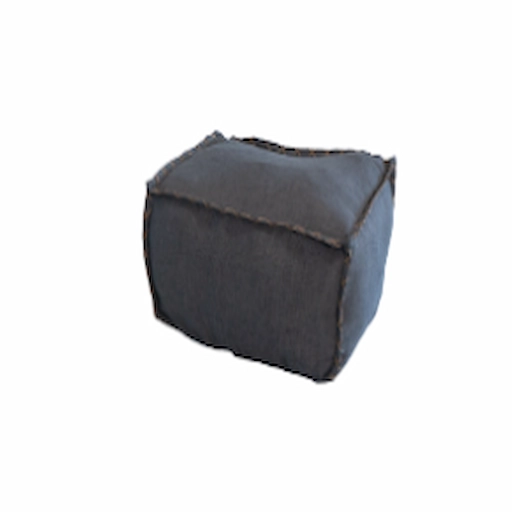 SQUARE GREY STOOL WITH JUTE STITCHING - Image 1