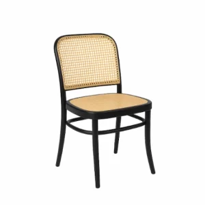 BLACK THONET CHAIR WITH PETATILLO SEAT, NATURAL COLOR