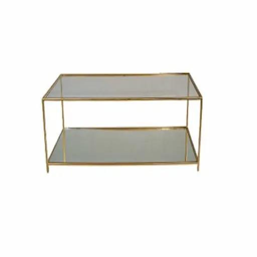 IRONWORK COFFEE TABLE WITH MIRROR AND GLASS - Image 1