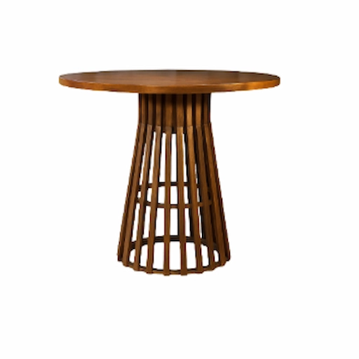 HIGH TABLE BASE MITO MADE OF TEAK STRIPS - Image 1