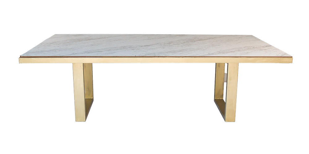 WHITE MARBLE-LIKE POTTERY COVERED TABLE - Image 1